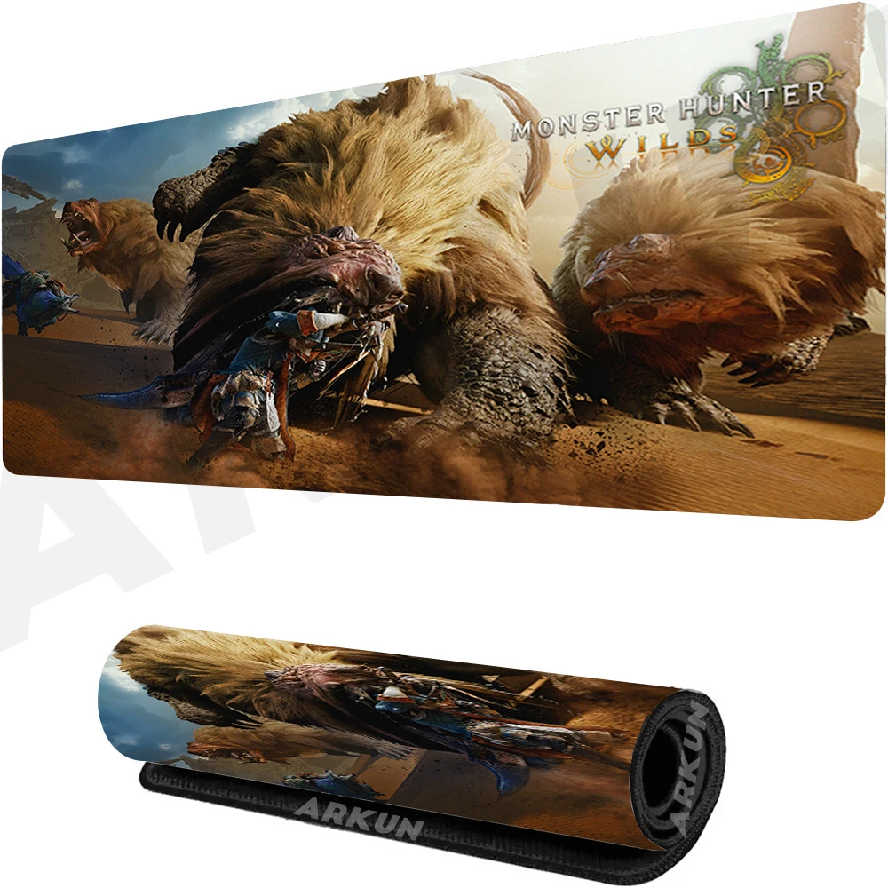 Big Fighting Strategy Adventure Game Monster Hunter Wilds Gaming Mouse Pad XXL Computer Keyboard Desk Soft Office Table Mat