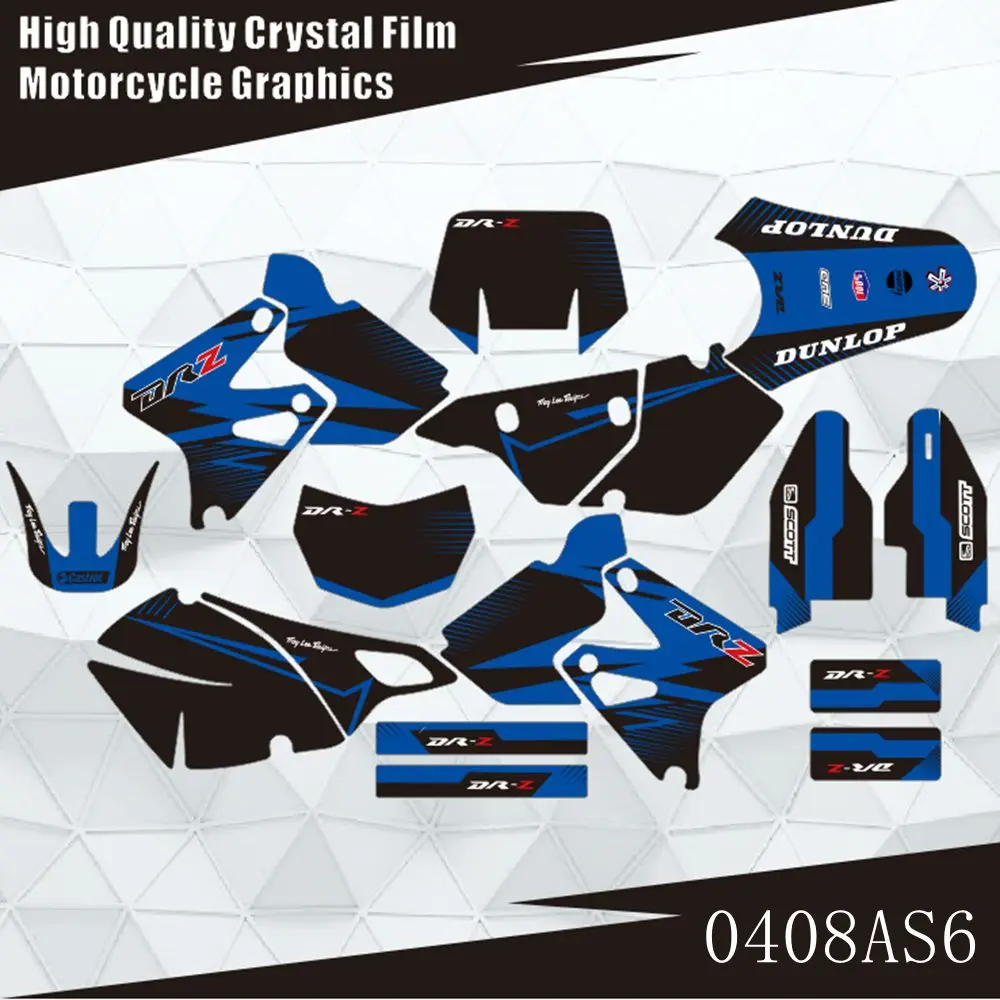 

For SUZUKI DRZ400 SM S E DRZ 400 SM S E 2000-2020 Full Graphics Decals Stickers Motorcycle Background Custom Number Name