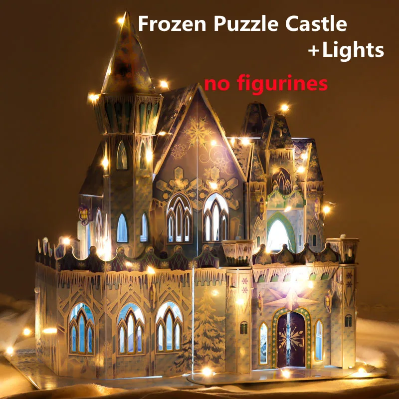 

Disney Frozen Castle 3d Jigsaw Puzzle Children's Assembled Model Toys Fighting Open And Close Hut Led Lighte Girl Birthday Gift