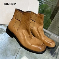 2022 polished shiny slip on leisure chelsea boots round toe patent leather calf knight boots women chunky heels martin bootias