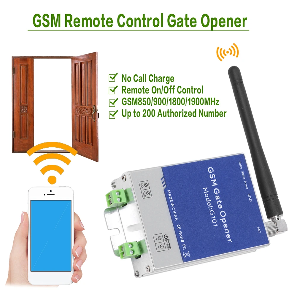 

G101 Wireless Door Opener Mobile Phone Remote WiFi Controller GSM Remote Control Gate Opener for Garage Doors Shutters