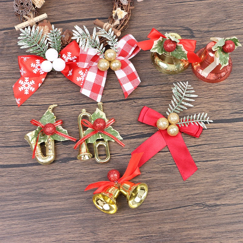 

5 шт. домашний Рождественский елочный Декор кукольный домик Рождественский Декор мини-саксофон матовый галстук-бабочка колокольчик Подвеска Декор DIY подарок