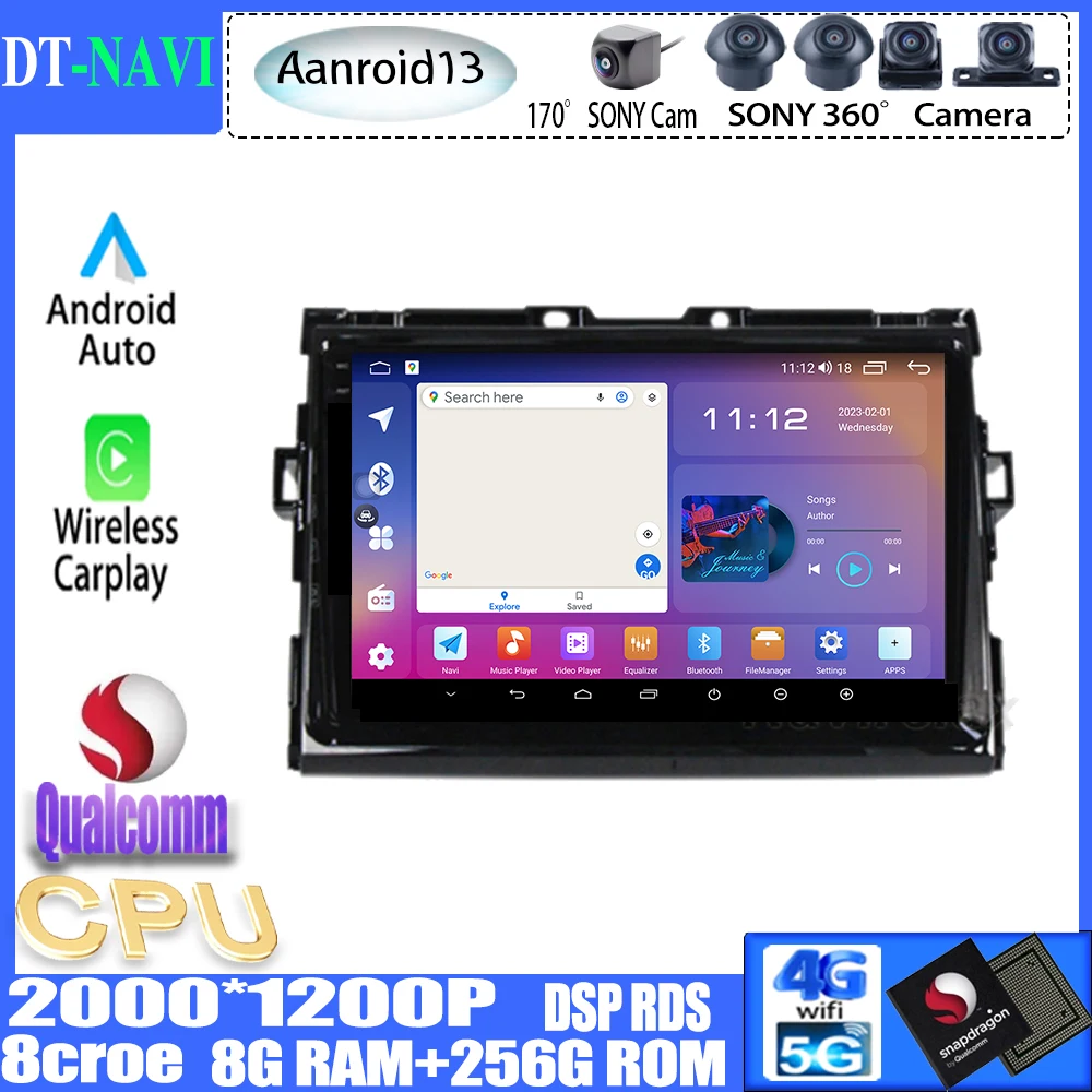 

Автомобильный радиоприемник Qualcomm Android13 для Toyota Estima/PREVIA/Tarago/Canarado 2006-2015, мультимедийный плеер, навигация GPS Carplay WIFI