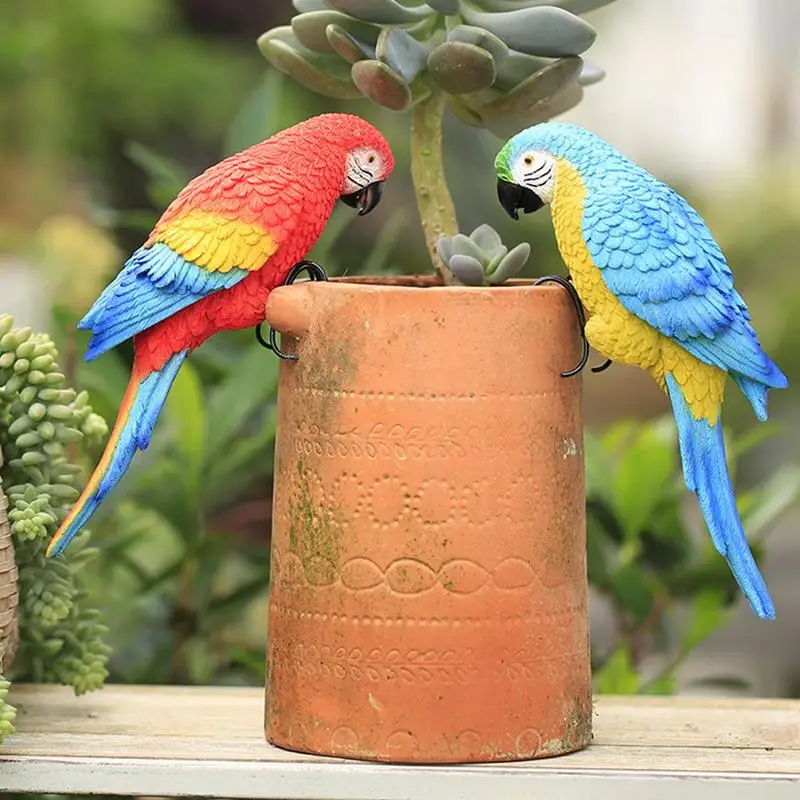 

Parrot Decorations Resin Parrot Sculpture Bird Sculptures Garden Patio Yard Balcony Figurines Tropical Birds Tree Wall Decor