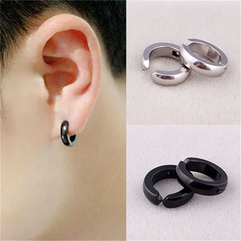 

Korean Fashion Brincos Statement Jewelry 2022 Titanium Steel Without Piercing Ear Stud Ear Clip For Man Women Earings Round Punk