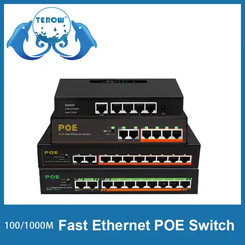 Коммутатор POE Gigabit TEROW Link TE204, порт 5/6/8/10, 100 Мбит/с