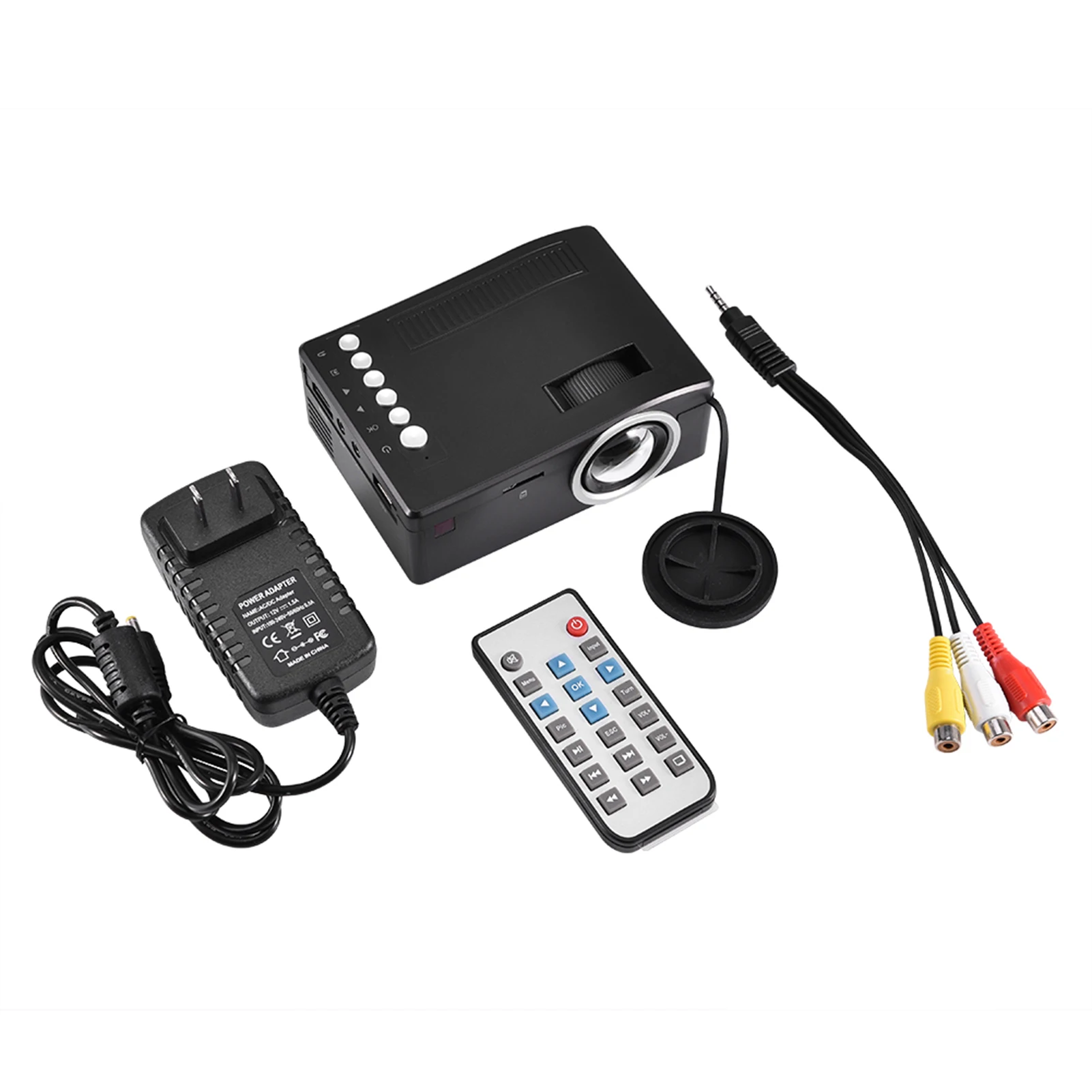

Мини Портативный светодиодный проектор, HD HDMI медиаплеер, домашний кинотеатр с охлаждающим вентилятором, американская вилка, черный