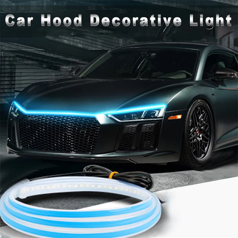 

LED Car Hood Atmosphere Lght Strip Waterproof Auto Exterior Decoration Lighting Decorative Headlights Ambient Lamp 12V Universal