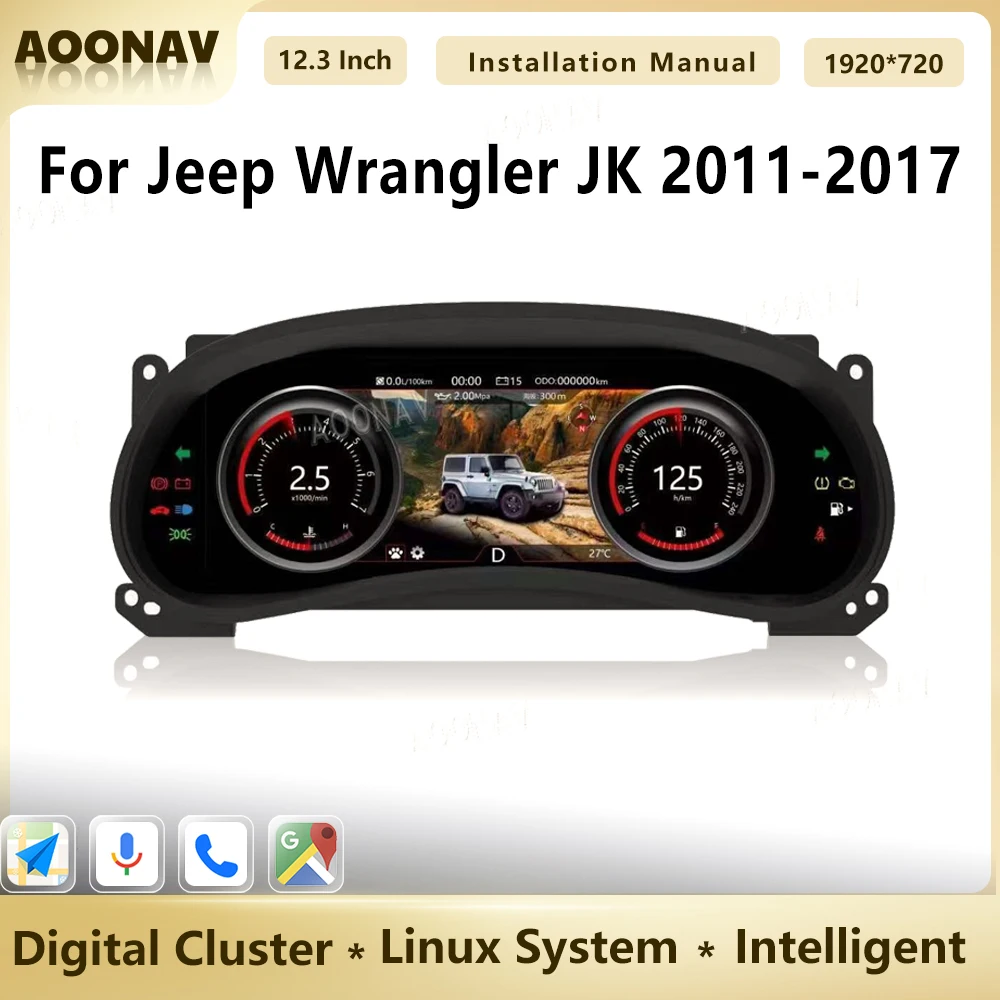 

Car Digital Cluster Instrument For Jeep Wrangler JK 2011-2017 LCD Speedometer Dashboard Display Panel Virtual Cockpit Linux OS