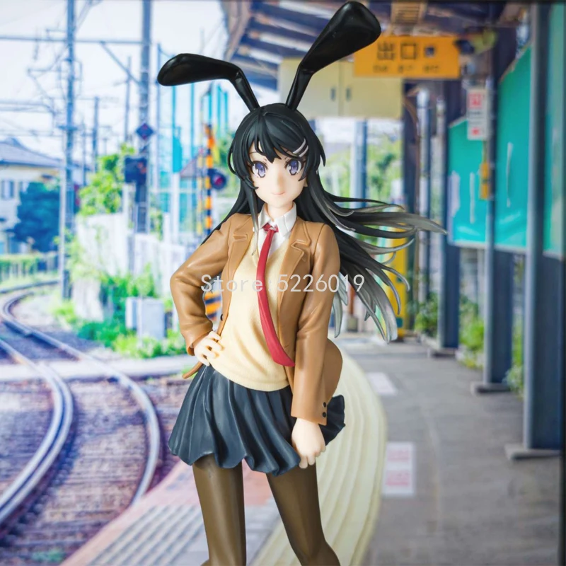 Rascal Does Not Dream of Bunny Girl Senpai, figura de acción de Anime Sakurajima Mai, uniforme de Sakurajima, modelo de estatuilla de conejo