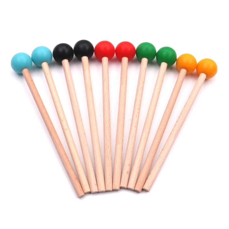 

2pcs Wood Handle Drum Mallet Stick Beaters Drumsticks Round Head Drum Sticks