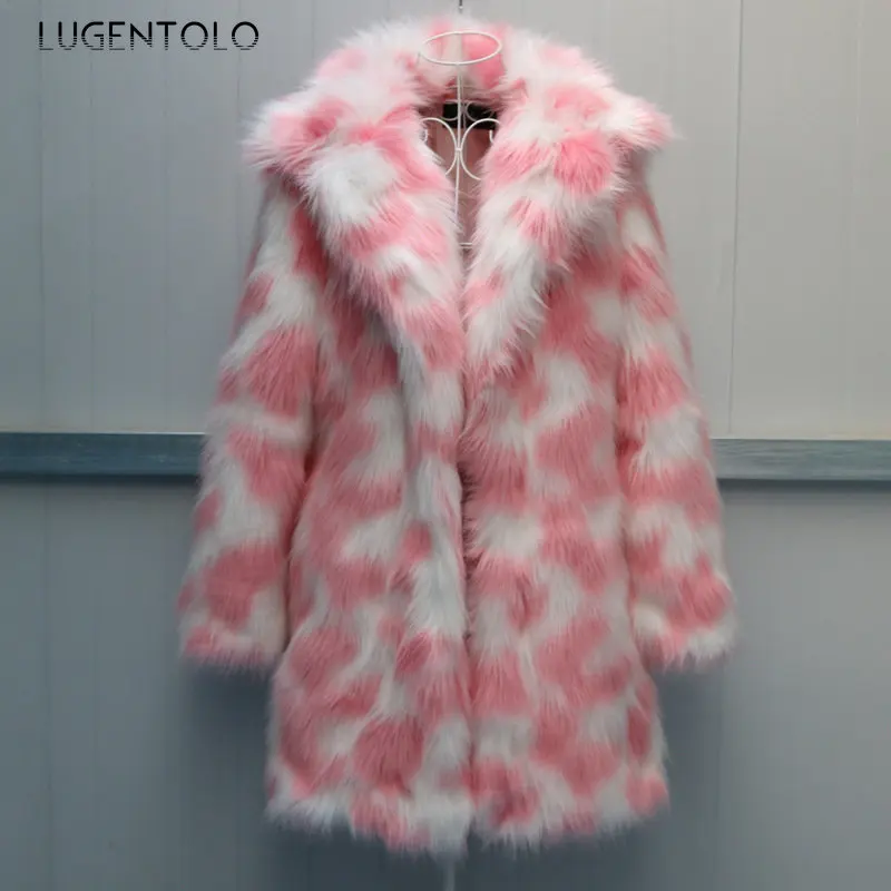 Women Fashion Warm Faux Fur Autumn Winter Korean Straight Large Size 9XL Faux Fox Fur Lady Casual Thicken Long Coat Lugentolo