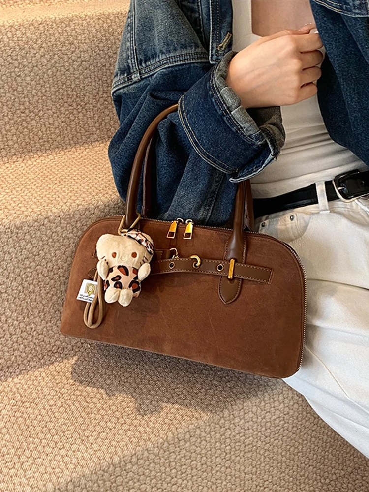 Женская высококачественная замшевая сумка 2024 осенняя ручная ретро-сумка через