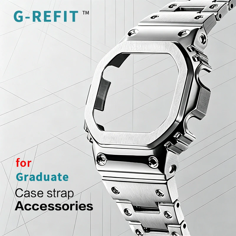 Фото Металлический корпус и ремешок G-Refit New GWM5610 DW5600 GWB5600 G5600E GB5600 из нержавеющей стали, полностью кованые, для часов 5610. №1