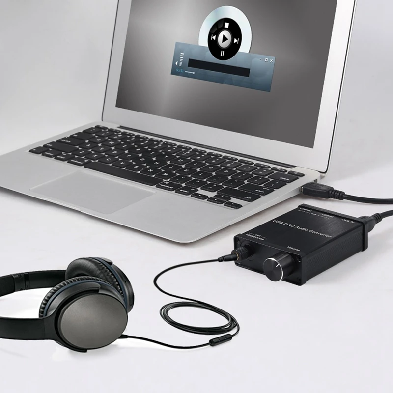 Фото Аудиоконвертер USB DAC, адаптер с усилителем для наушников, USB к коаксиальной S/PDIF, цифро-аналоговая звуковая карта 6,35 мм №5