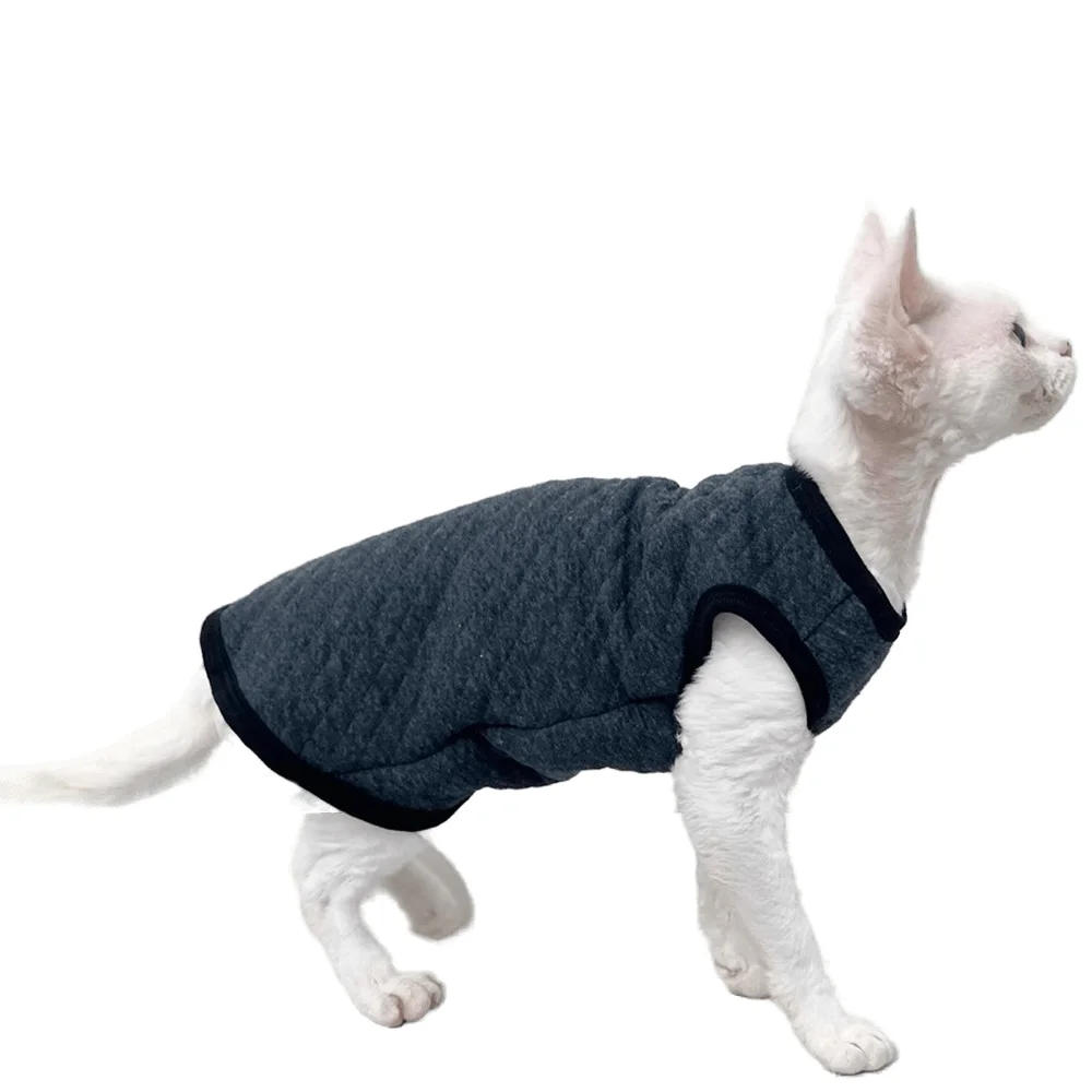 

Baby Cotton Quilted Vest Sphynx Hairless Cat Devon Rex Clothes Thicken Autumn Winter Stain-resistant Clothes for Cats Sphynx