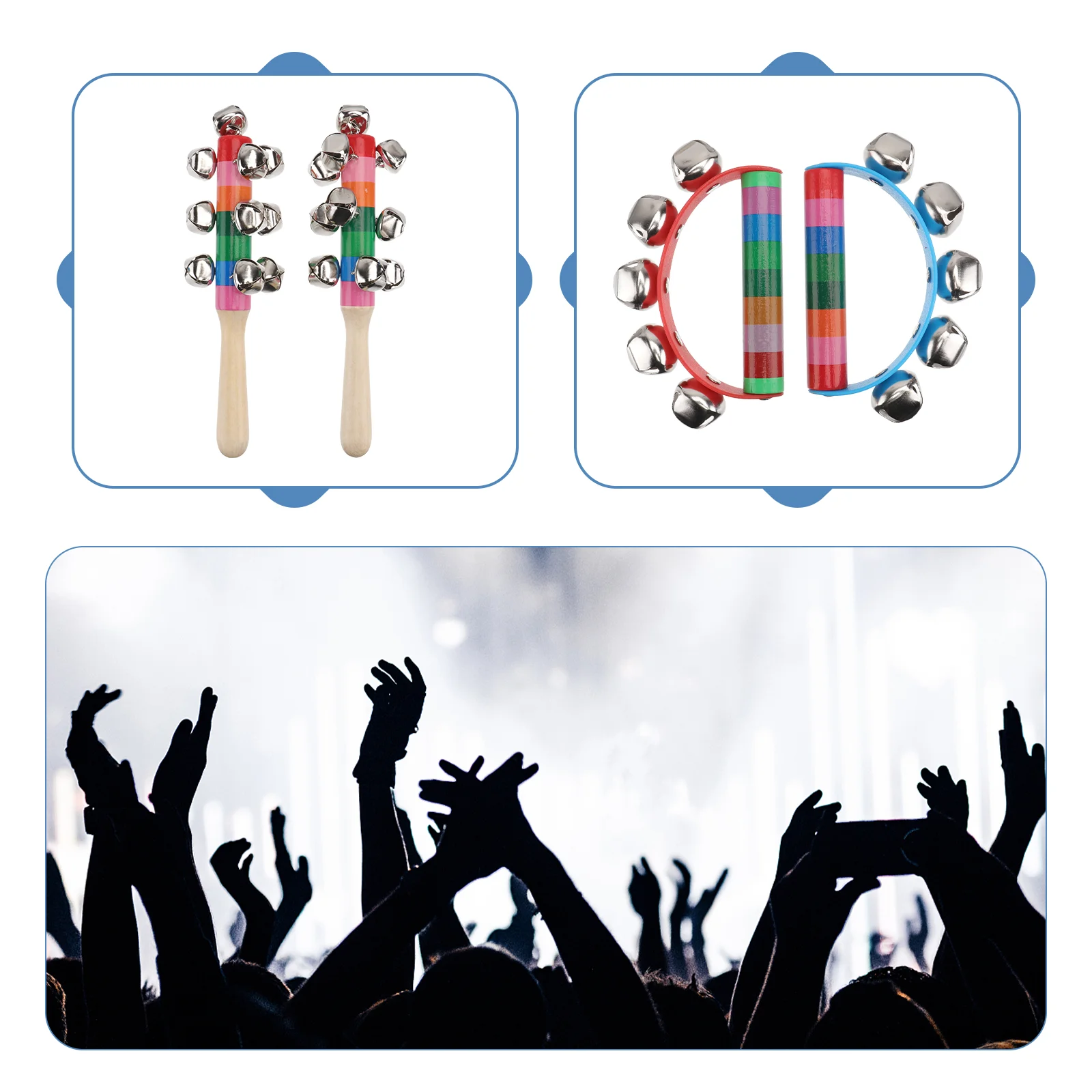 

Jingle Kidsbells Wooden Stick Wood Shaker Musical Bell Hand Sleighhandbellpartyeducational Instrument Percussion