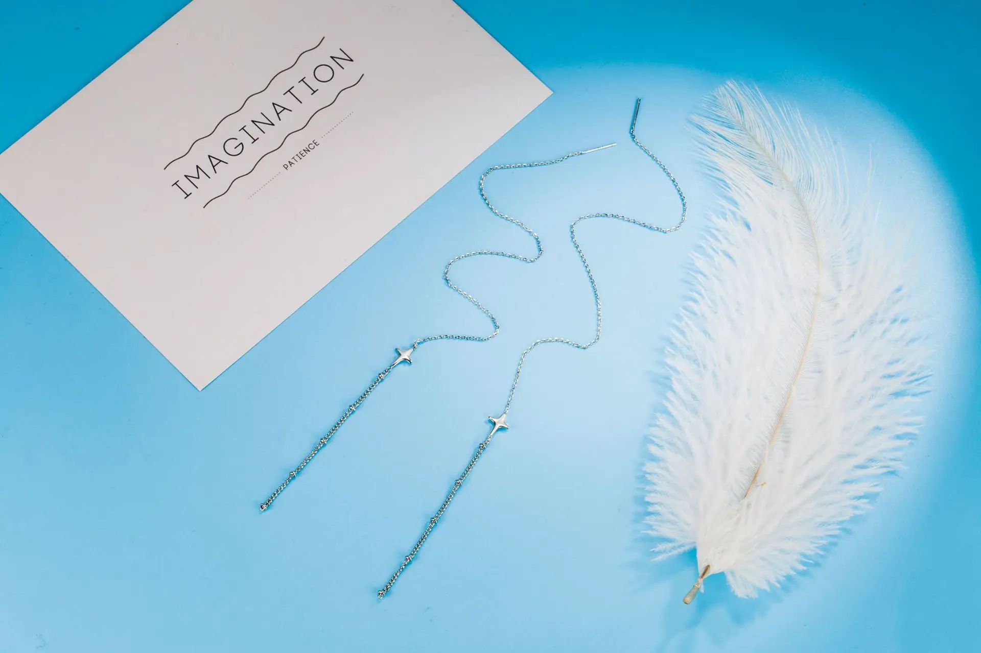 S925 SilverNew 2023 Ladies Genuine Sweet Long Beads Star Chain Ear Line Earring For Women Wedding Jewelry Gift For Women Girl