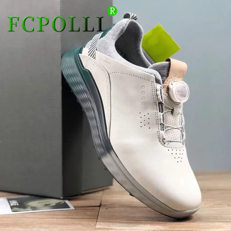 Professional Golf Shoes Men Genuine Leather Gym Sneakers Mens Quick Lacing Golf Training Man Anti Slip Walking Shoes Men