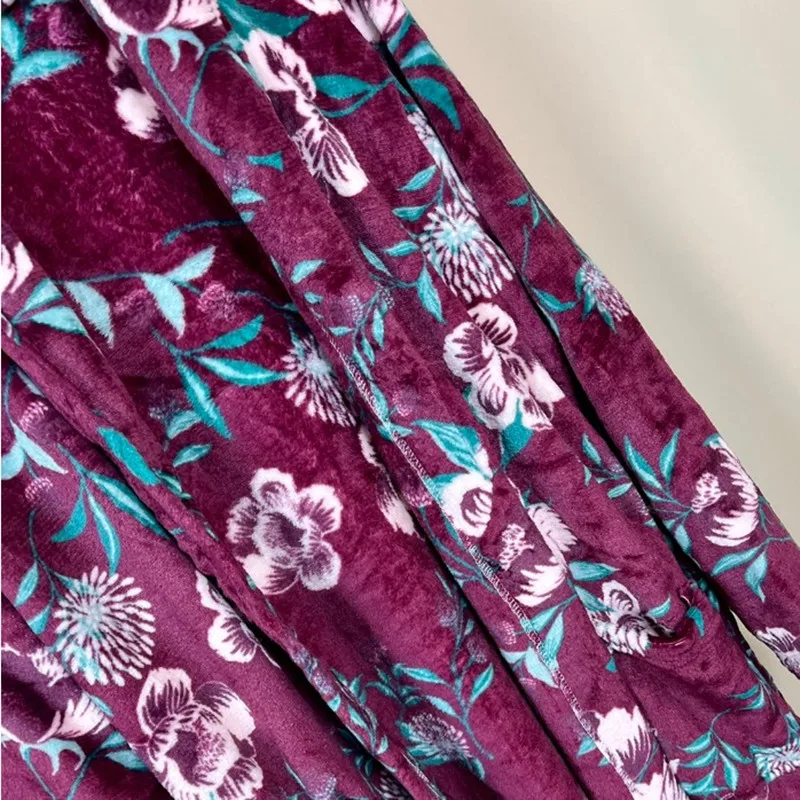 Women's Robe Flannel Nightgown In Winter Thickening Soft Warm Garden Flower Pajamas Nightdress