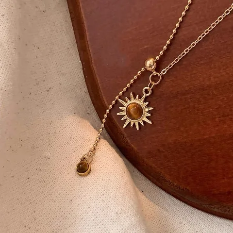 WANZHI Ожерелье Тигровый глаз коричневый