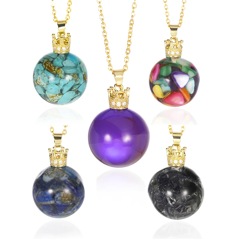 

Minimalism Fashion Turquoises Crown Charm Necklace Natural Stone Stome Pendant Women Jewelry Party Best Friend Gift