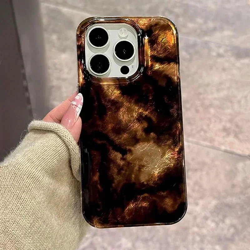 Фото Силиконовый чехол для телефона Vortex Pattern Янтарный, черный, коричневый, для iPhone 16, 11, 12, 13, 14, 15 Pro Max X XS XR 7 8 Plus SE2, мягкий чехол №4