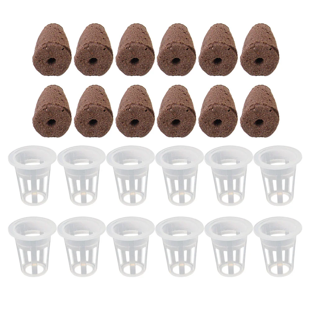 

12 Sets Slotted Mesh Cups Hydroponic Plants Block Soil Soonges Net Slit Pots Vegetable Growing Blocks Basket Orchid
