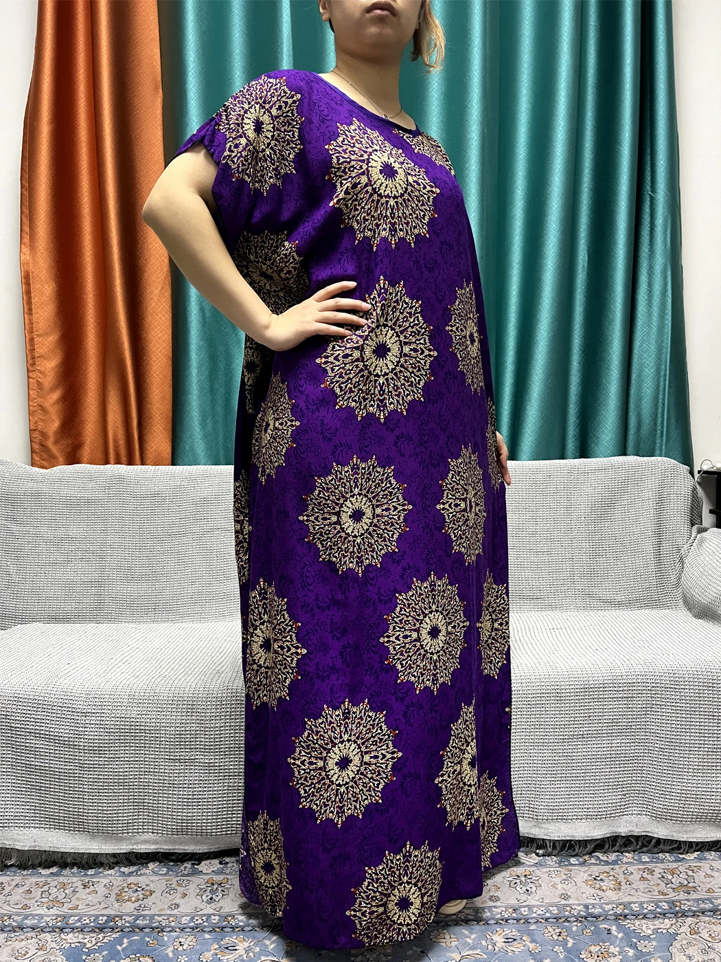 Мусульманская хлопковая ткань искусственная 2024 Boubou свободная Макси-Женская