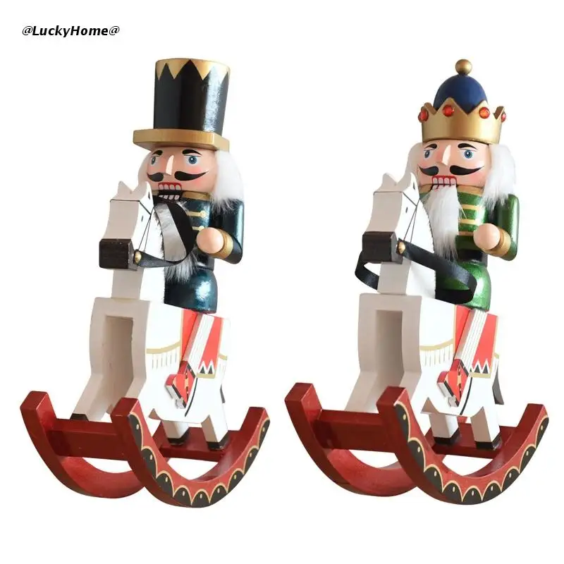 

11UA Christmas Wood Nutcracker Soldier Ornament 30cm Size Wood Model for Home Bar Bookshelf Party Decoration Gift