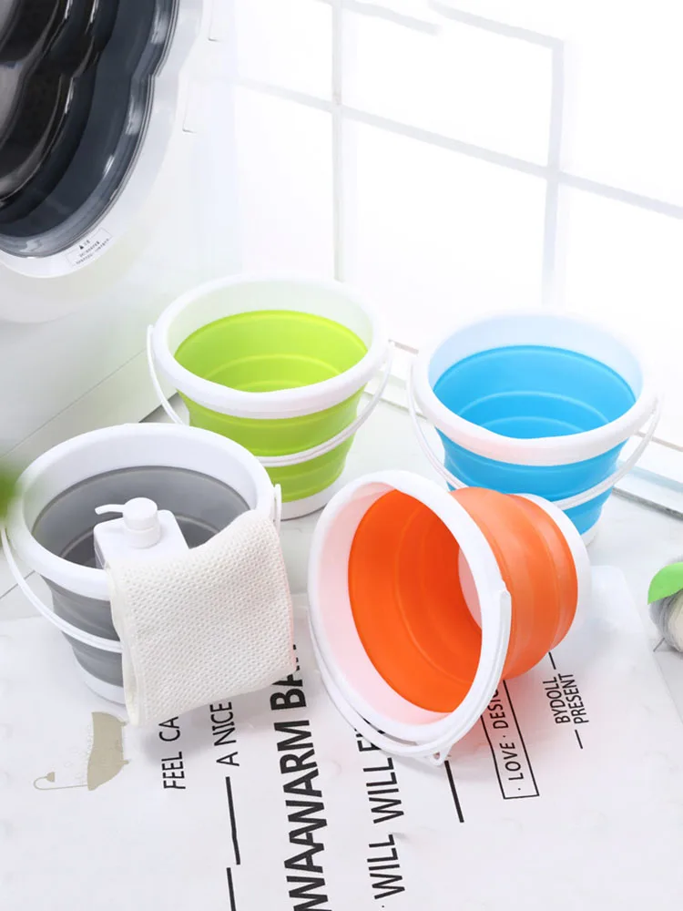 

Folding Water Bucket Portable Water Bucket Container Collapsible Washbasin Sturdy Handle Cleaning Applicable Fishing Barrels