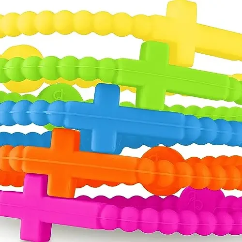 5 шт. милый простой красочный браслет с крестом силиконовый эластичный круглый из