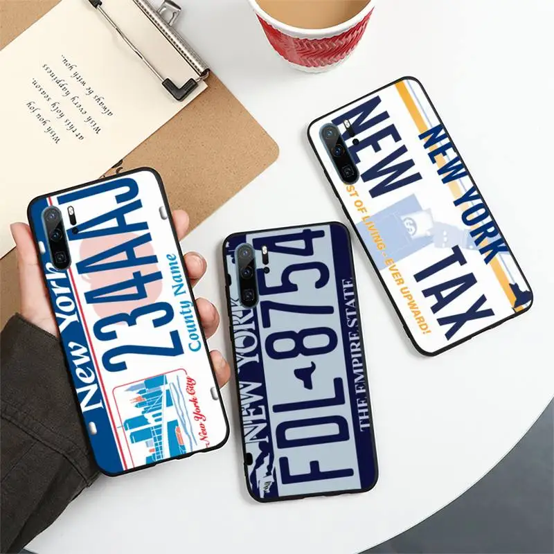 

License Plate Number New York Phone Case For Huawei honor Mate 10 20 30 40 i 9 8 pro x Lite P smart 2019 Y5 2018 nova 5t