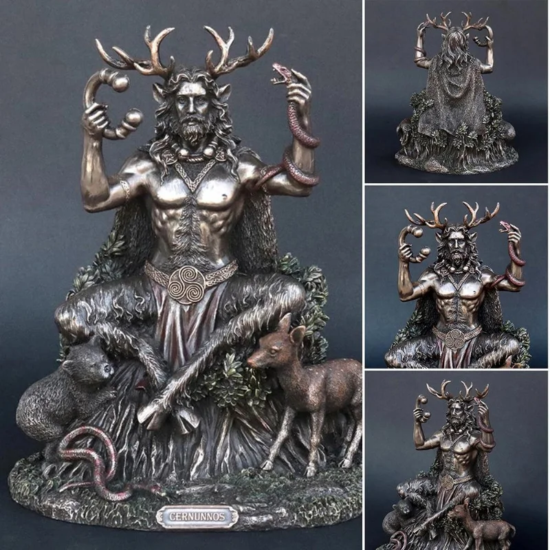 

Ancient Rome Cernunnos Horned Animal God Statue Resin Celtic God Figure Sculpture Landscape Underworld Courtyard Garden Decor