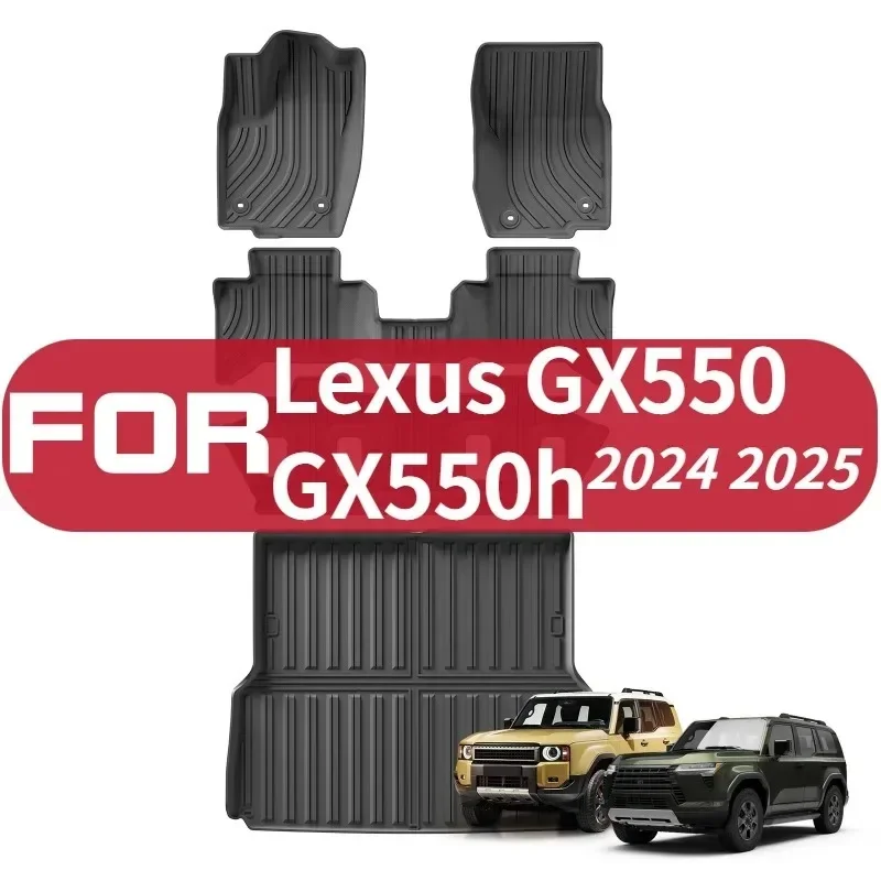 Фото Автомобильные коврики для Lexus GX550 GX550h 2024 2025 5 сидений, аксессуары для модели, накладка на спинку багажника, TPE 3D, противоскользящий коврик для ног, защита №1