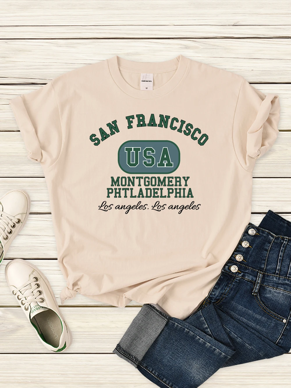 

San Francisco Usa Montgomery Philadelphia T-Shirt Women Chic Breathable Tshirt Casual Quality Clothing Street Vintage Clothes