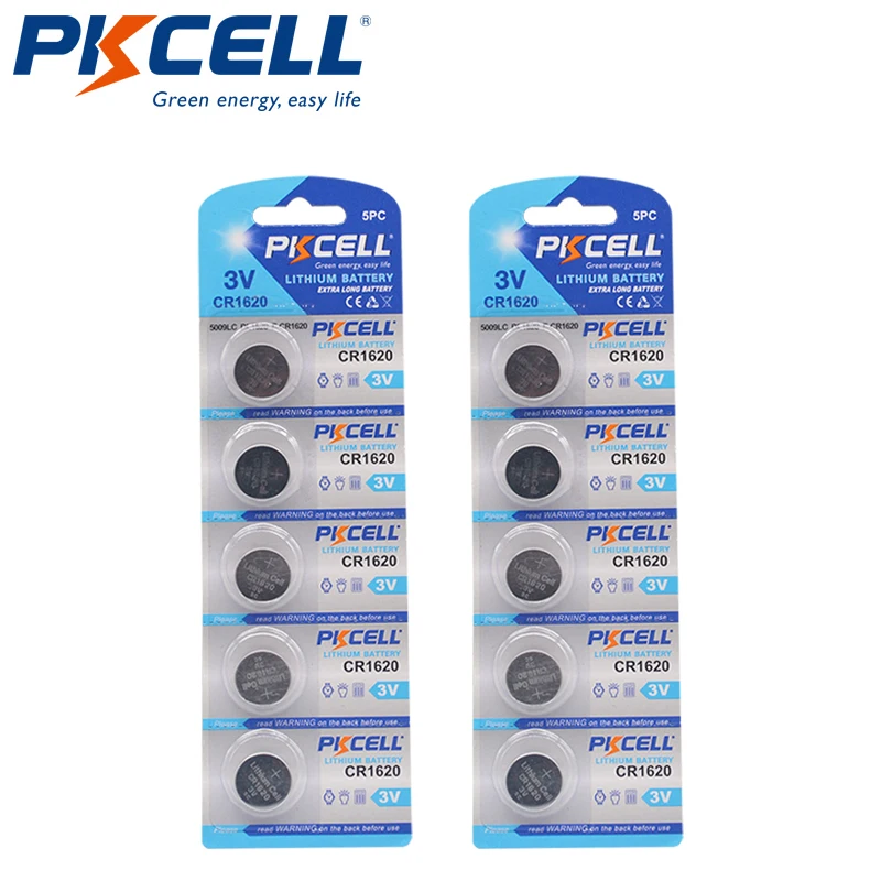 

Литиевые батареи PKCELL CR1620 3 в, 10 шт., DL1620 ERC1620 для электронных часов