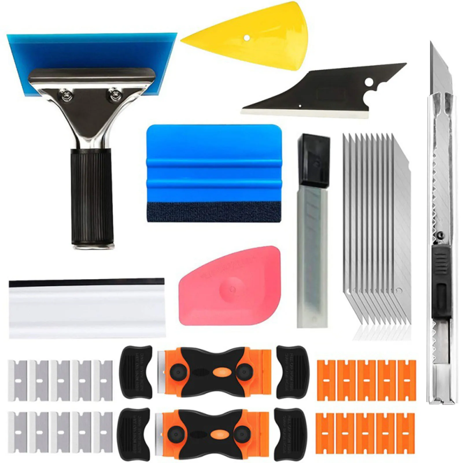 

39pcs Scraper Squeegee Cutter Repairing Application Film Glass Accessories Car Wrap Solution Installation Window Tint Tool Kit