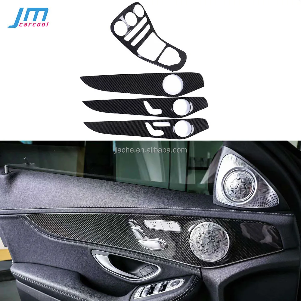 

6 PCS Dry Carbon Fiber Car Center Console Panel Trim Door Handle Interior Cover For Benz GLC Class X253 260 2016-2018 LHD