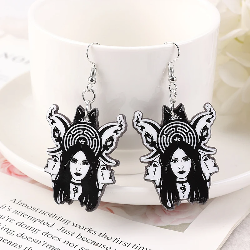 1 пара модных висячих сережек с рисунком кота из акриловой смолы для девочек