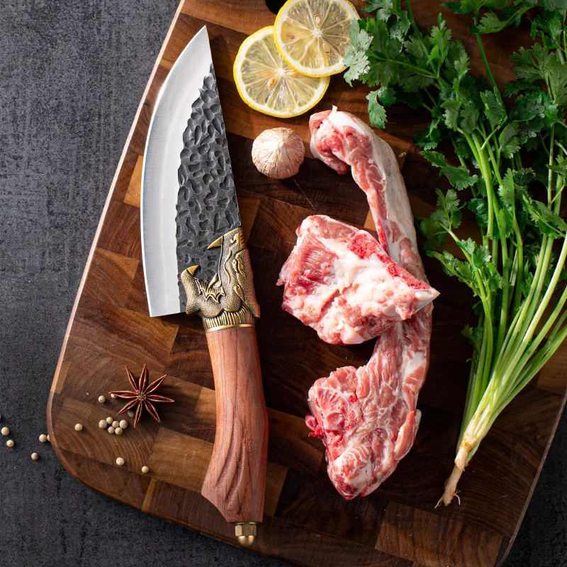 

Кованый нож ручной работы, 4,5 дюйма, острый мачете, кованый мясницкий нож, рыба, охота, кухонные ножи Longquan для резки овощей, мяса