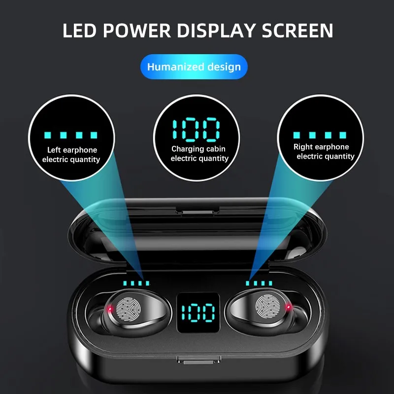 

Беспроводные Bluetooth-наушники F9 TWS, спортивные водонепроницаемые наушники, Hi-Fi 9D стерео наушники для iPhone, Xiaomi, Android, pnhone