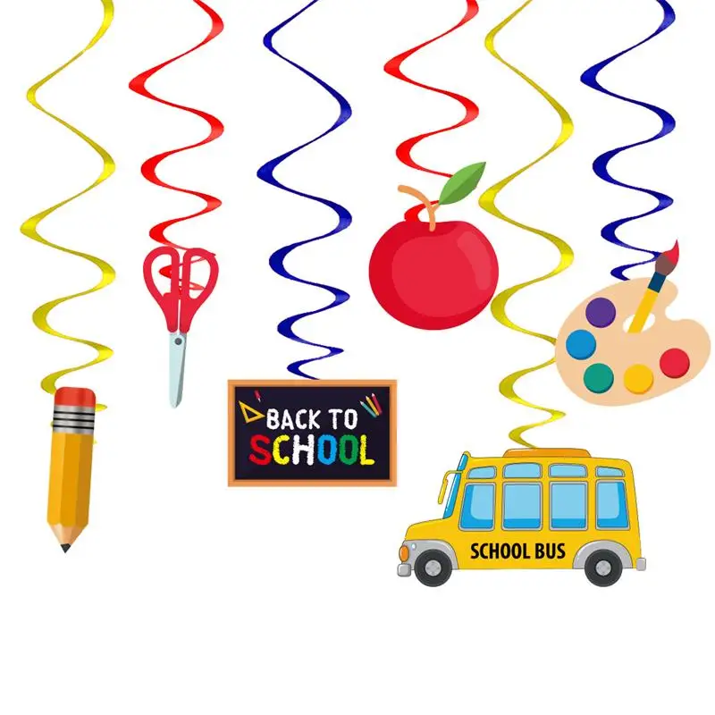 

6Pcs Opening Season Party Decoration School Opens Spiral Pendant Student Return Classroom Vortex Ceiling Hanging Garland