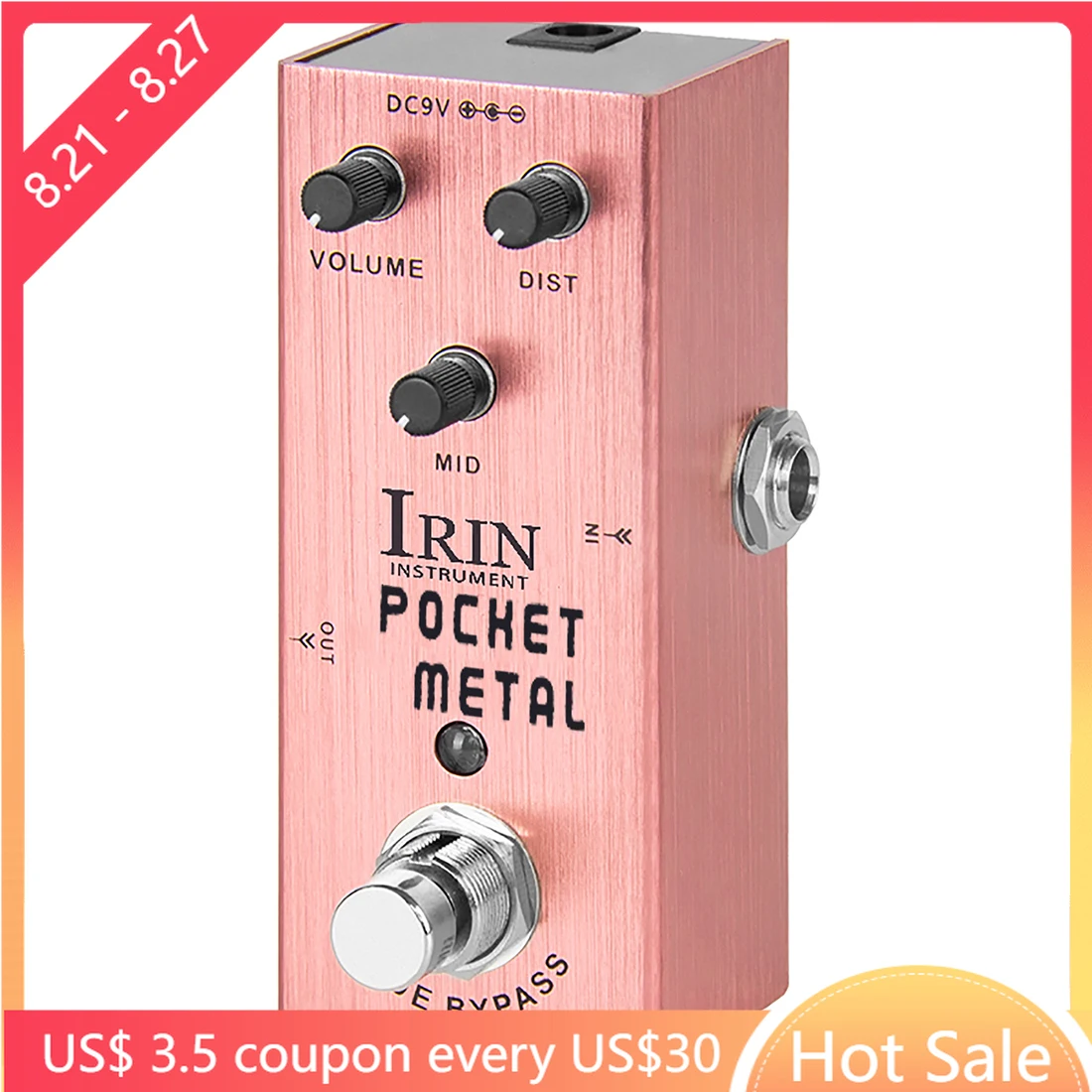 

IRIN AN-04 POCKET METAL Distortion Pedal Guitar Effects Pedal Drive Mid Tone True Bypass Electric Violao Guitar Bass Accessories