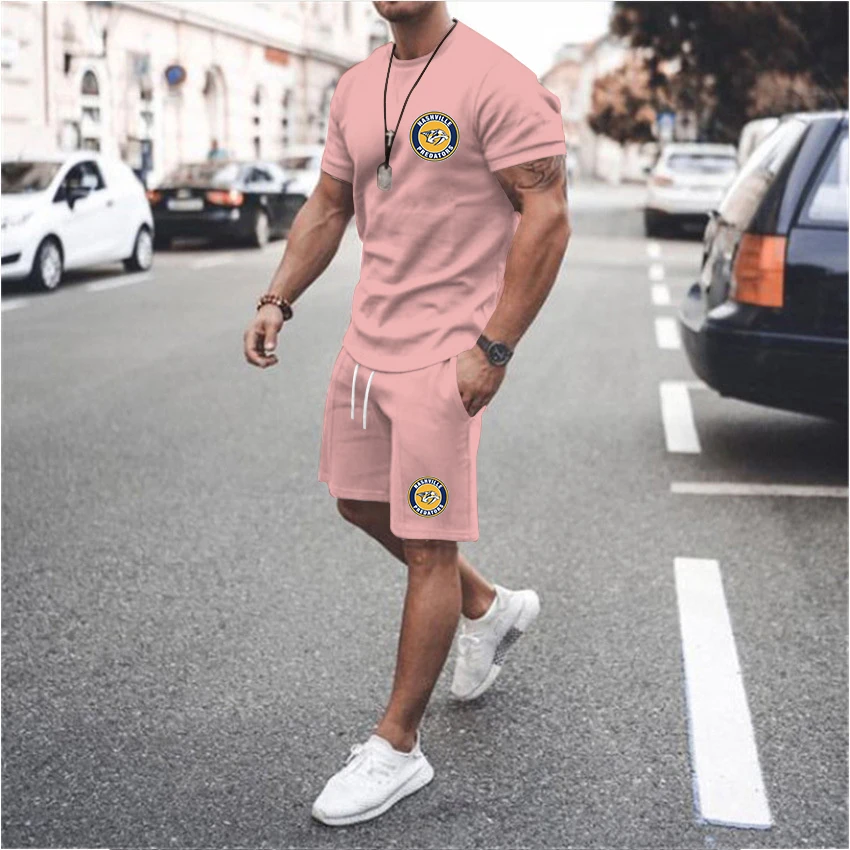 

2023 Summer Cotton Oversized Men T-Shirt Shorts 2 Piece Set Breathable Sleeve Short Shirts Beach Tracksuit Men's Clothes Outfits