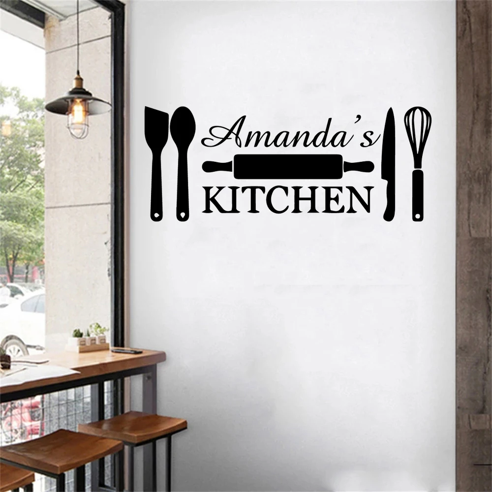 

Creative Custom Name Kitchen Vinyl Art Wall Stickers For Kitchen Home Decoration Wall Art Decal Sticker Mural Wallpaper Decor