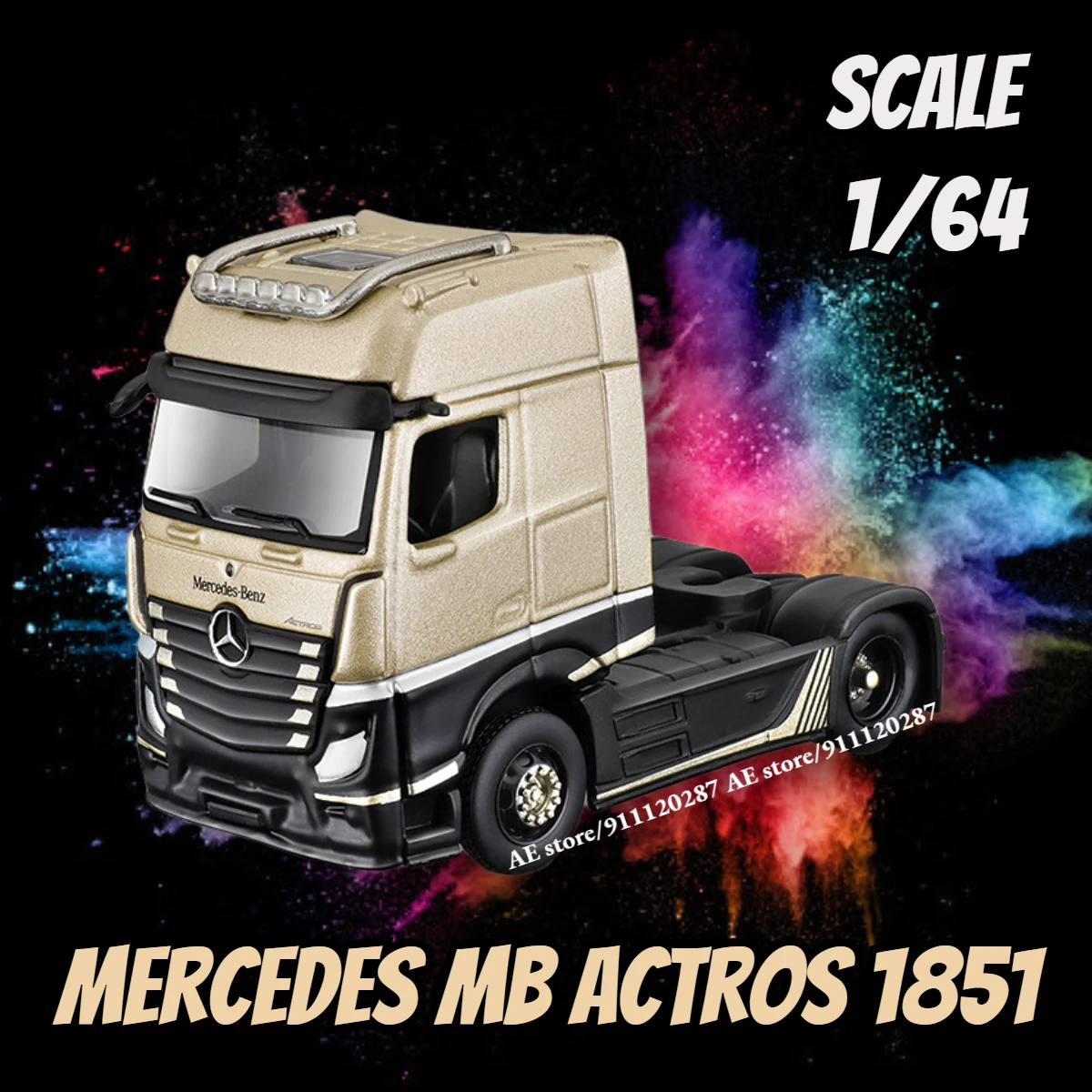 

Maisto 1/64 Mini Trailer Car Model Miniature, Mercedes MB Actros 1851 Scale Truck Vehicle Art Diecast Replica Collection Toy