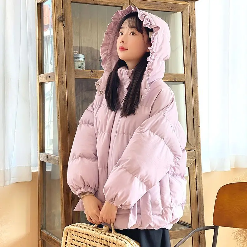 New Coat Women Winter Puffer Jacket Snow Clothes Parkas Super Hot Coats Cotton Jackets Warmth Korean Fashion Bow Lace Loose