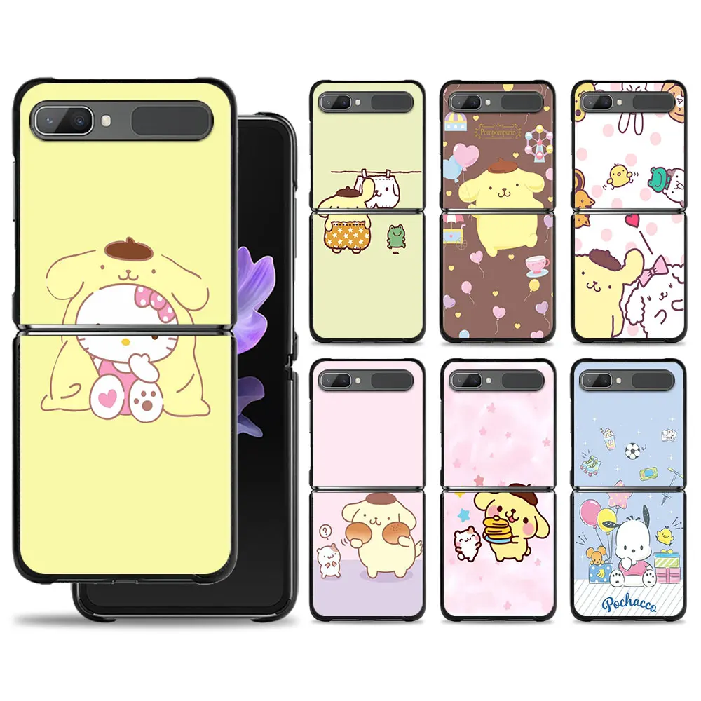 

Phone Shell For Samsung Galaxy Z Flip 4 Z Flip3 5G Cover for Galaxy Z Flip Hard PC Case Hello Kitty Pom Pom Purin Pochacco