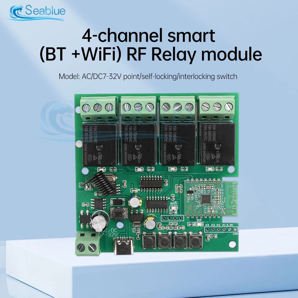 AC/DC7-32V Type-C 5V WiFi 433 МГц RF пульт дистанционного управления Беспроводной Bluetooth